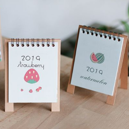 定制LOGO卡通2019臺歷韓國桌面式帶小本日歷 農(nóng)歷可愛diy年歷計劃本定制