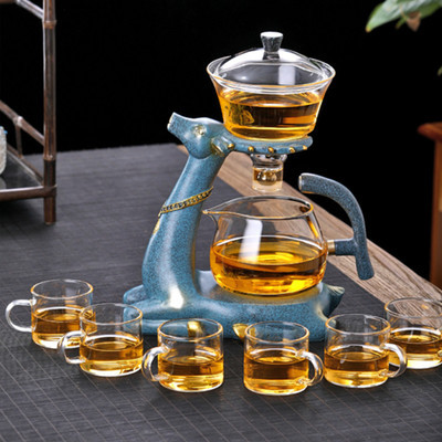 自動(dòng)茶具套裝高硼硅玻璃懶人茶具磁吸式泡茶器功夫茶具