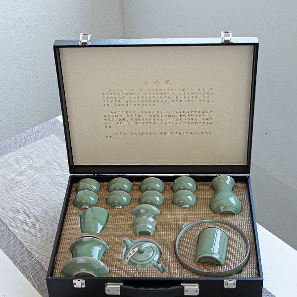 功夫哥窯汝窯茶具套裝家用公司年會活動禮品開片可養(yǎng)陶瓷蓋碗整套