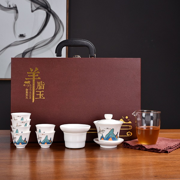 羊脂玉白瓷功夫茶具禮品套裝高端檔