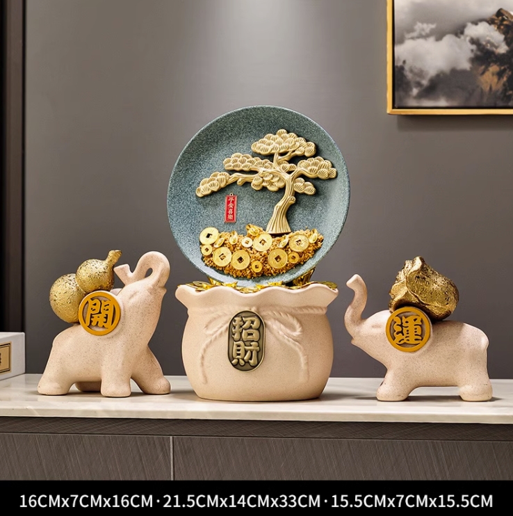 財(cái)運(yùn)滾滾聚寶盆招財(cái)擺件玄關(guān)酒柜裝飾開業(yè)禮物工藝品
