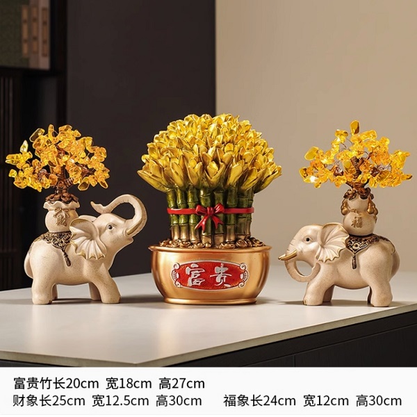 招財(cái)富貴竹擺件財(cái)富節(jié)節(jié)高升家居客廳旺宅酒柜電視柜裝飾喬遷禮物