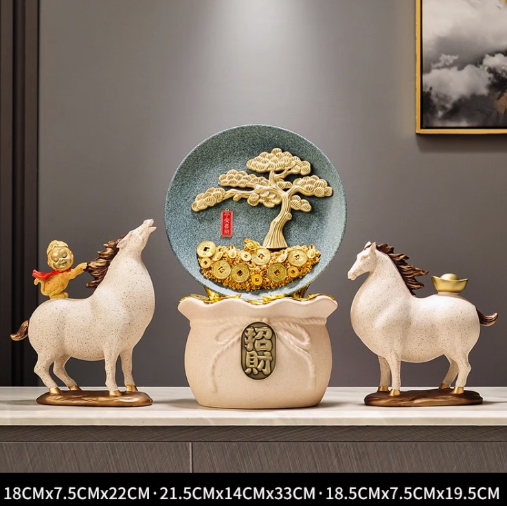 馬上有錢(qián)財(cái)運(yùn)滾滾聚寶盆招財(cái)擺件玄關(guān)酒柜裝飾開(kāi)業(yè)禮物工藝品