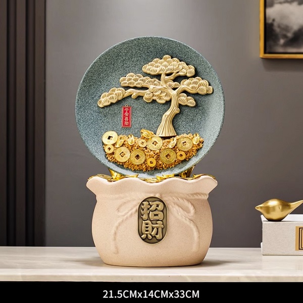 財(cái)運(yùn)滾滾聚寶盆招財(cái)擺件玄關(guān)酒柜裝飾開業(yè)禮物工藝品